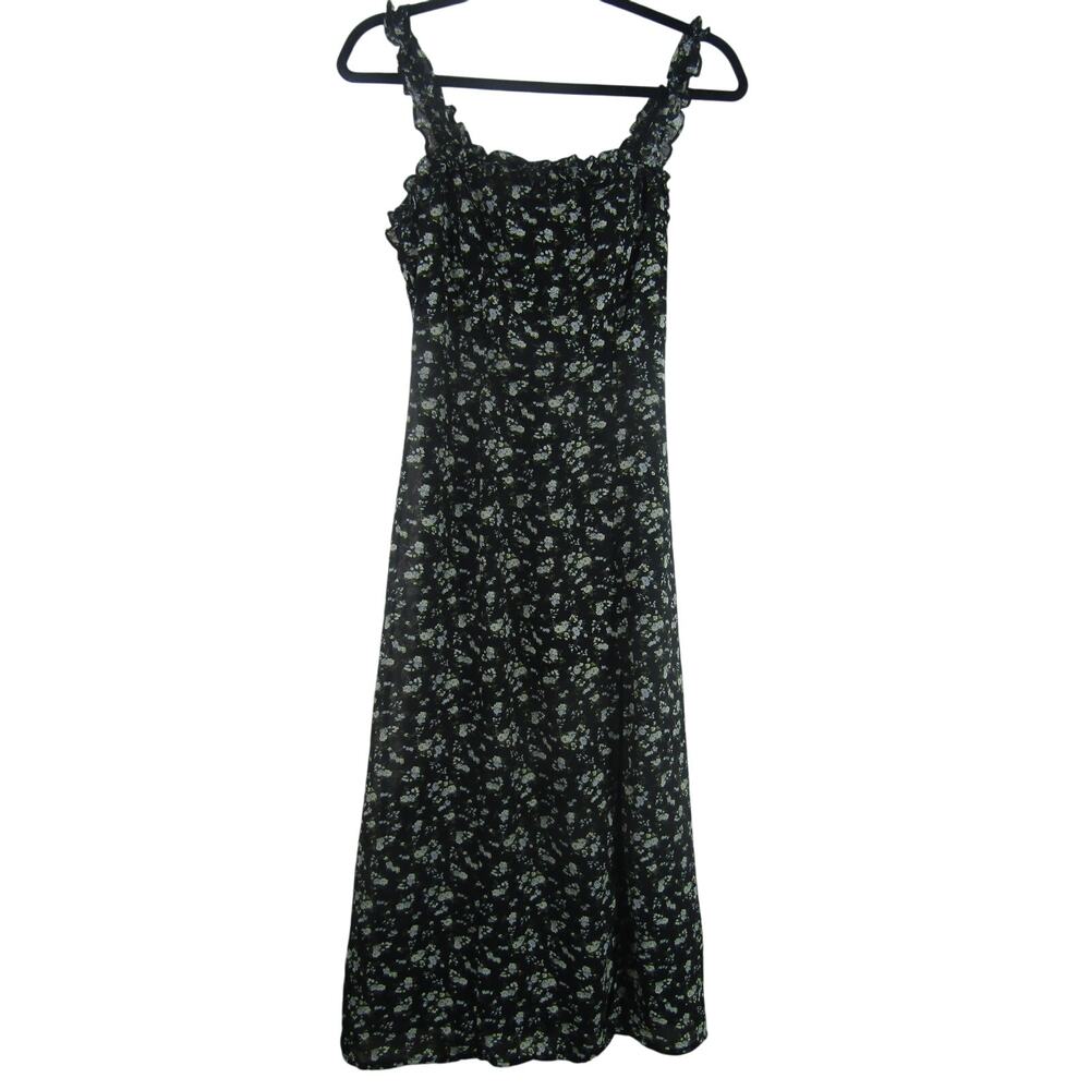 Etophe Studios Women Midi Dress Floral Small‎ Black Boho Whimsigoth Fairy Black